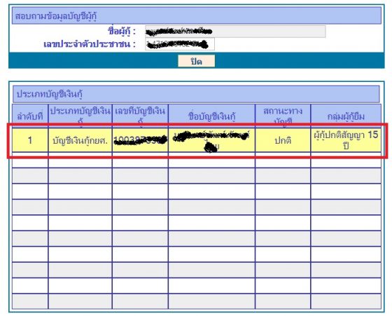 ข้อมูลสัญญาผู้กู้ กยศ