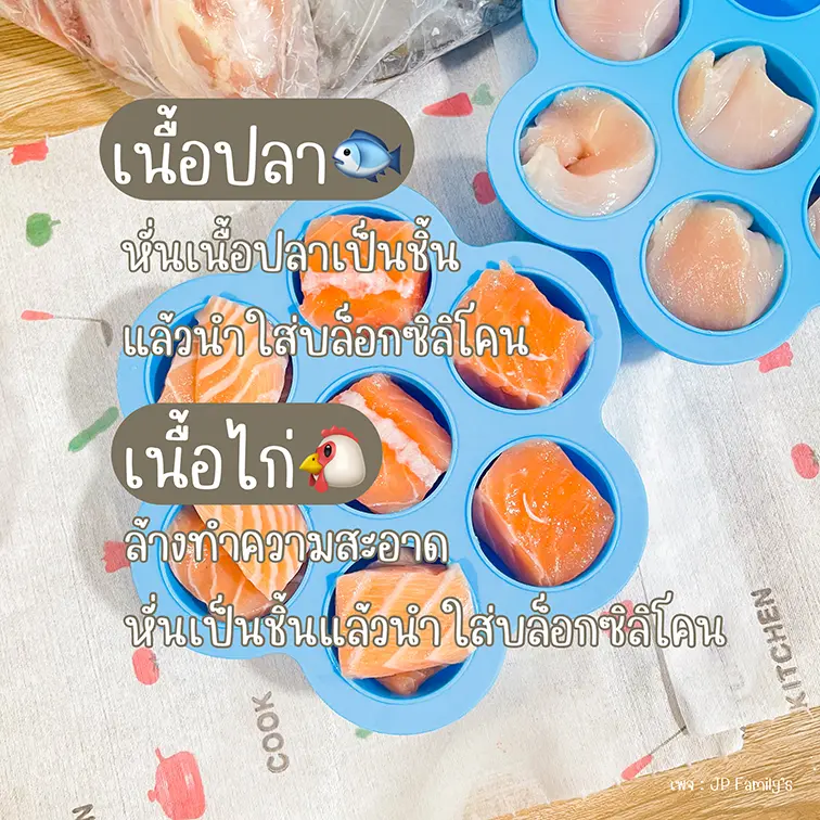 เนื้อปลาแซลมอน เนื้อไก่