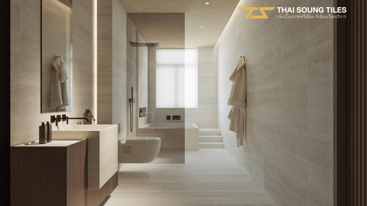 ตัวอย่างกระเบื้องซีรีย์ Travertine Iante